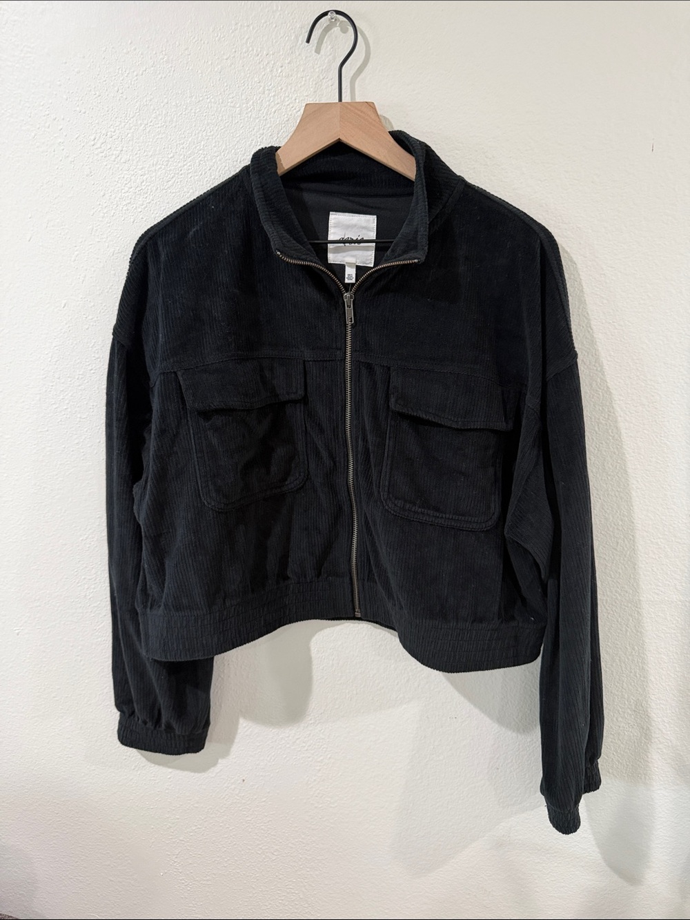 Black Corduroy Zip-Up Jacket from Aerie